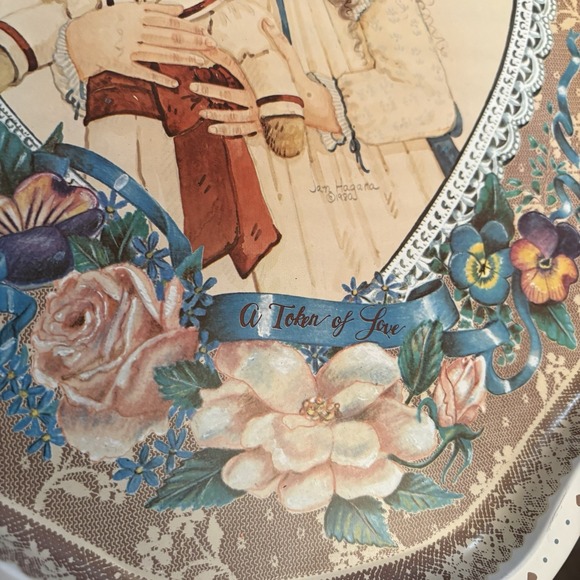 Vtg Jan Hagara 1987 Becky A Token Of Love Made In Hong Kong Tin Tray - Picture 3 of 7